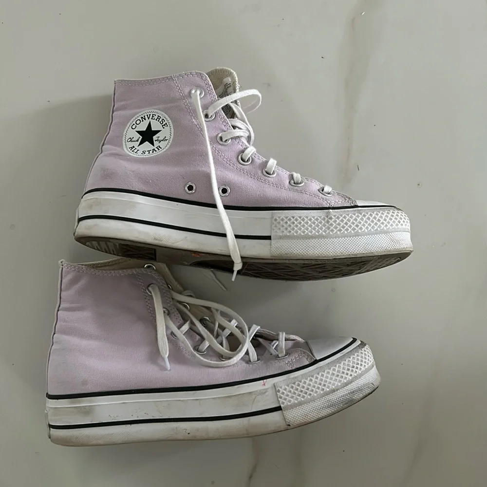 Converse Lavender High Top Platform Sneakers - Picture 1 of 7